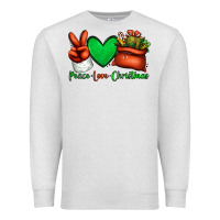 Oatmeal Heather peace love Christmas Santa Claus hand Premium Sweatshirt - Jasminsmagicworld
