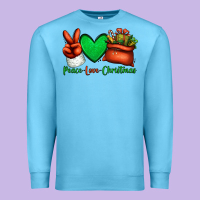 Peace Love Christmas Santa Claus Hand Premium Sweatshirt Designed By Jasminsmagicworld