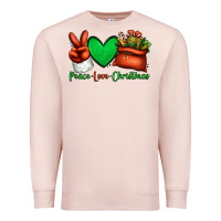 Pale Pink peace love Christmas Santa Claus hand Premium Sweatshirt - Jasminsmagicworld