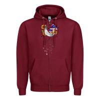 Burgundy moon and mushrooms with sunflower Zipper Hoodie - MaliasSmallBusiness
