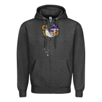 Charcoal Heather moon and mushrooms with sunflower Zipper Hoodie - MaliasSmallBusiness