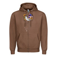 Chestnut moon and mushrooms with sunflower Zipper Hoodie - MaliasSmallBusiness