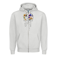 Dove Grey moon and mushrooms with sunflower Zipper Hoodie - MaliasSmallBusiness