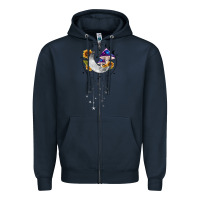 Navy moon and mushrooms with sunflower Zipper Hoodie - MaliasSmallBusiness