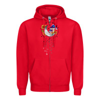 Red moon and mushrooms with sunflower Zipper Hoodie - MaliasSmallBusiness