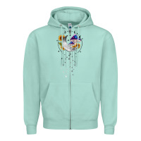 Seafoam moon and mushrooms with sunflower Zipper Hoodie - MaliasSmallBusiness