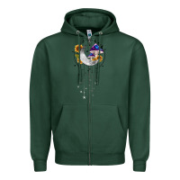 Sports Green moon and mushrooms with sunflower Zipper Hoodie - MaliasSmallBusiness