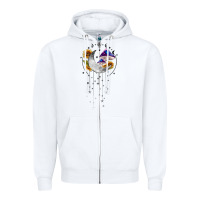 White moon and mushrooms with sunflower Zipper Hoodie - MaliasSmallBusiness