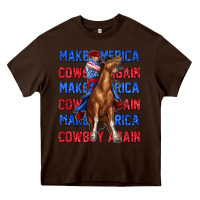 Chocolate Brown make america cowboy again Heavy Core Tee - texasbilliewilder