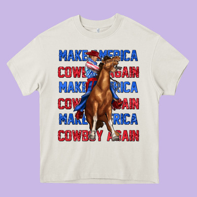 Make America Cowboy Again Heavy Core Tee Designed By Texasbilliewilder