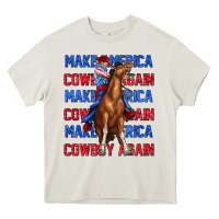 Cream make america cowboy again Heavy Core Tee - texasbilliewilder