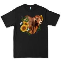 Black brahman bull with sunflowers Premium Tee - RanaPortraitStore