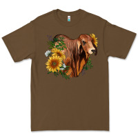 Cacao brahman bull with sunflowers Premium Tee - RanaPortraitStore