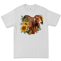 Dove Grey brahman bull with sunflowers Premium Tee - RanaPortraitStore