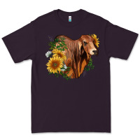 Plum brahman bull with sunflowers Premium Tee - RanaPortraitStore