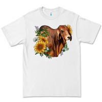 White brahman bull with sunflowers Premium Tee - RanaPortraitStore