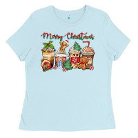 Baby Blue merry christmas gingerbread coffee cups Ladies Tee - Zillion Design Studio
