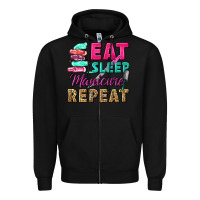 Black eat sleep manicure repeat Zipper Hoodie - NancyCooperArtShop