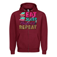 Burgundy eat sleep manicure repeat Zipper Hoodie - NancyCooperArtShop