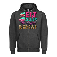 Charcoal Heather eat sleep manicure repeat Zipper Hoodie - NancyCooperArtShop