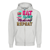 Dove Grey eat sleep manicure repeat Zipper Hoodie - NancyCooperArtShop