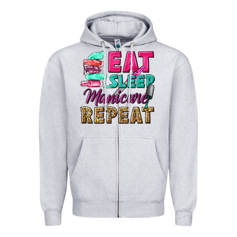 Eat Sleep Manicure Repeat Zipper Hoodie by NancyCooperArtShop | Teevron