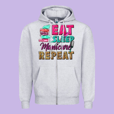 Eat Sleep Manicure Repeat Zipper Hoodie Designed By Nancycooperartshop