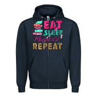 Navy eat sleep manicure repeat Zipper Hoodie - NancyCooperArtShop