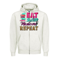 Oatmeal Heather eat sleep manicure repeat Zipper Hoodie - NancyCooperArtShop