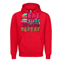 Red eat sleep manicure repeat Zipper Hoodie - NancyCooperArtShop