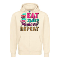Sandshell eat sleep manicure repeat Zipper Hoodie - NancyCooperArtShop