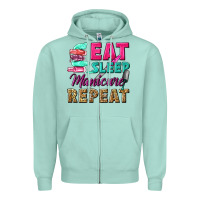 Seafoam eat sleep manicure repeat Zipper Hoodie - NancyCooperArtShop