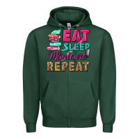 Sports Green eat sleep manicure repeat Zipper Hoodie - NancyCooperArtShop