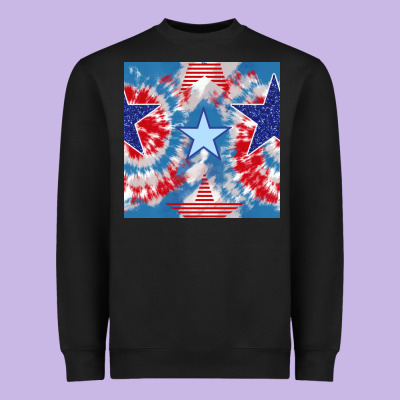 Patriotic Tie Dye Stars Heavyweight Sweatshirt Designed By Bundleandbundleshop