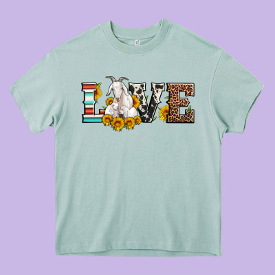 Love Goats Serape Cowhide Leopard Goat Family Heavy Core Tee Designed By Artiststas