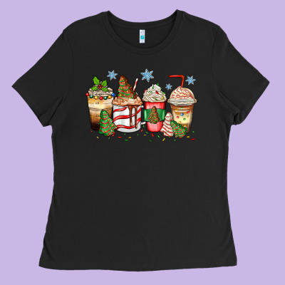 Christmas Tree Cake  Coffee Cups Ladies Tee Designed By Zillion Design Studio
