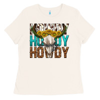 Bone howdy howdy howdy western bull skull Ladies Tee - texasbilliewilder