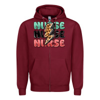 Burgundy nurse leopard lightning bolt Zipper Hoodie - MaliasSmallBusiness