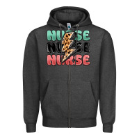 Charcoal Heather nurse leopard lightning bolt Zipper Hoodie - MaliasSmallBusiness