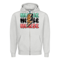 Dove Grey nurse leopard lightning bolt Zipper Hoodie - MaliasSmallBusiness