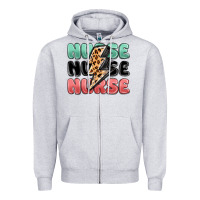 Heather Grey nurse leopard lightning bolt Zipper Hoodie - MaliasSmallBusiness