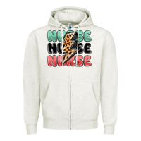 Oatmeal Heather nurse leopard lightning bolt Zipper Hoodie - MaliasSmallBusiness