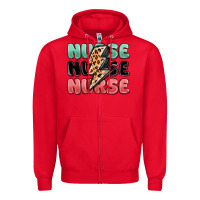 Red nurse leopard lightning bolt Zipper Hoodie - MaliasSmallBusiness