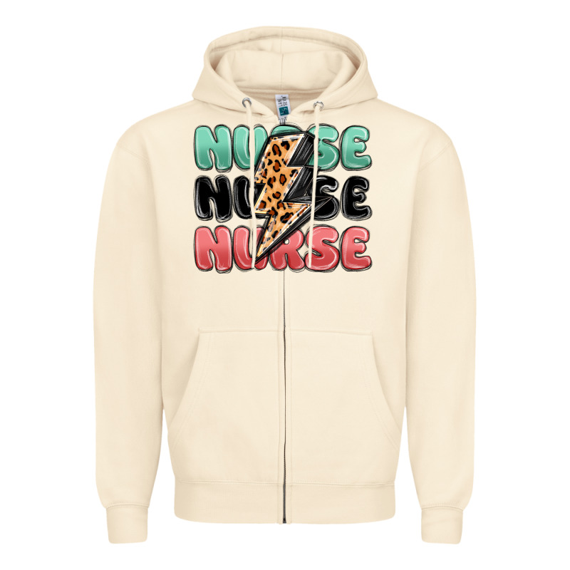 Nurse Leopard Lightning Bolt Zipper Hoodie by MaliasSmallBusiness | Teevron