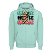 Seafoam nurse leopard lightning bolt Zipper Hoodie - MaliasSmallBusiness