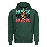 Sports Green nurse leopard lightning bolt Zipper Hoodie - MaliasSmallBusiness