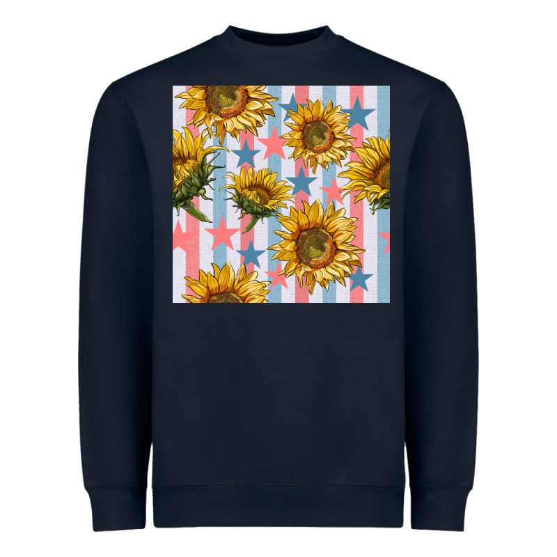 Patriotic Sunflowers Stripes And Stars Seamless Patrern Heavyweight Sweatshirt by BundleAndBundleShop | Teevron