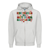 Dove Grey deck the halls and not your baby daddy Zipper Hoodie - MaliasSmallBusiness