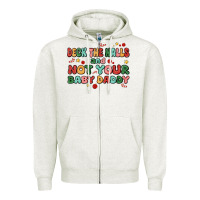 Oatmeal Heather deck the halls and not your baby daddy Zipper Hoodie - MaliasSmallBusiness