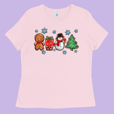 Christmas Gingerbread Cookies Ladies Tee Designed By Zillion Design Studio